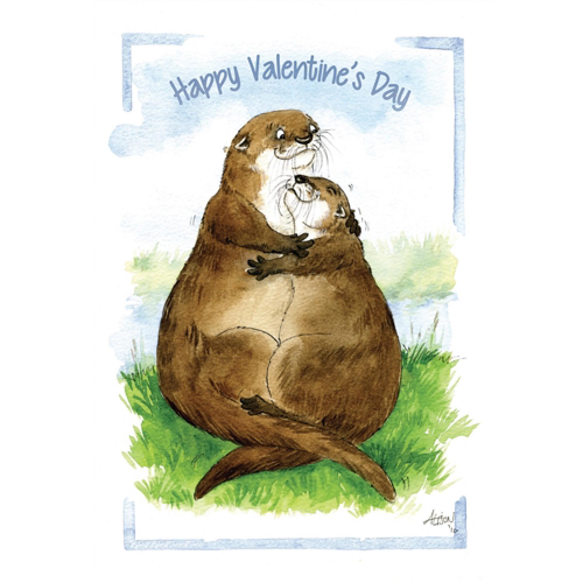 Otter Valentines Day Printable Card