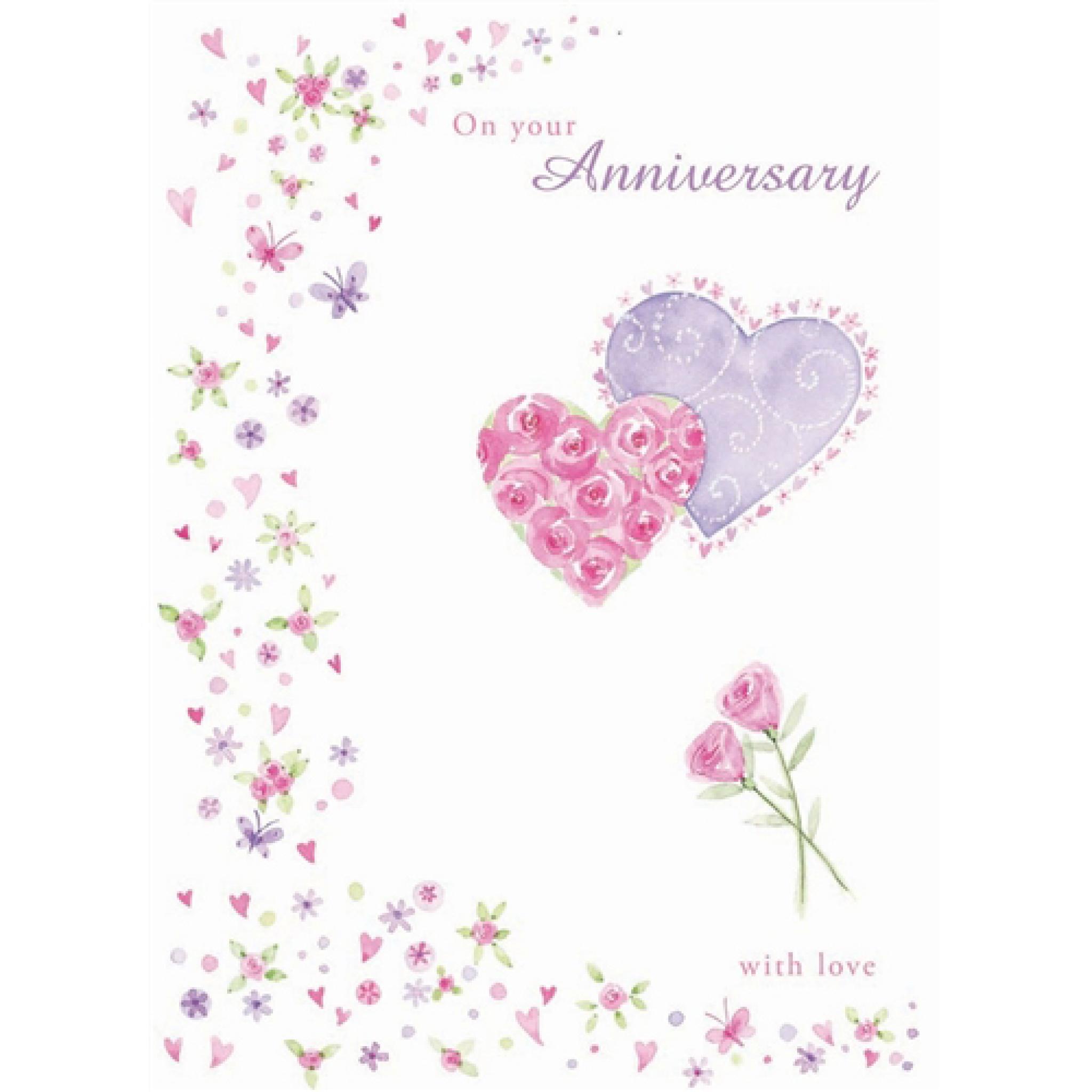 Anniversary Card Hearts & Flowers (Your)