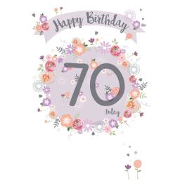 Age To Celebrate Card - 70 Floral Banner