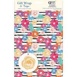 Gift Wrap & Tags - Black & White Floral