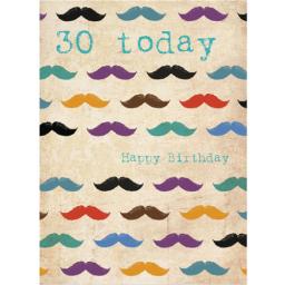 Age To Celebrate Card - 30 Moustaches
