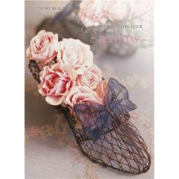 Family Circle Card - Roses In Wire Slippers (Wife)