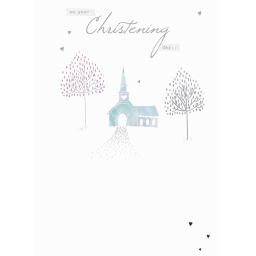 Christening Card - Church & Trees
