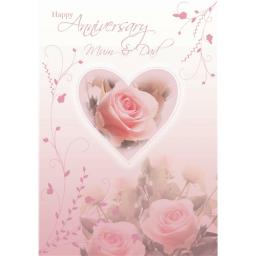 Anniversary Card - Pink Roses (Mum & Dad)