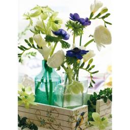 Beautiful Blanks Card - Flowers In Glass Bottles