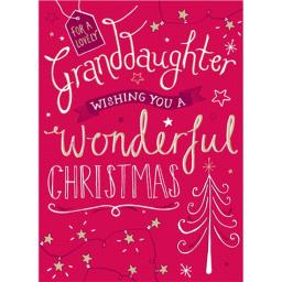 Christmas Card (Single) - Granddaughter 'Christmas Tree & Handwritten Text'