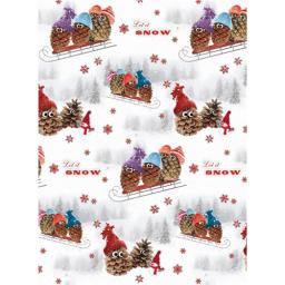 Christmas Wrap & Tags - Pine Cone Snowmen