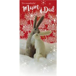 Christmas Card (Single) - Mum & Dad 'Felt Hares In The Snow'
