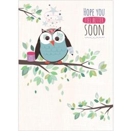 Get Well Soon Card - Bandaged Owl