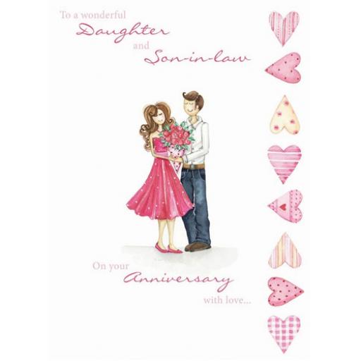 Anniversary Card - Cute Couple (Daughter & Son In Law)