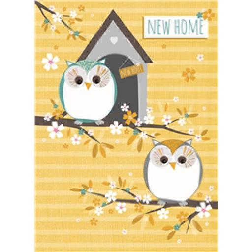 New Home Card - Owls On Branches