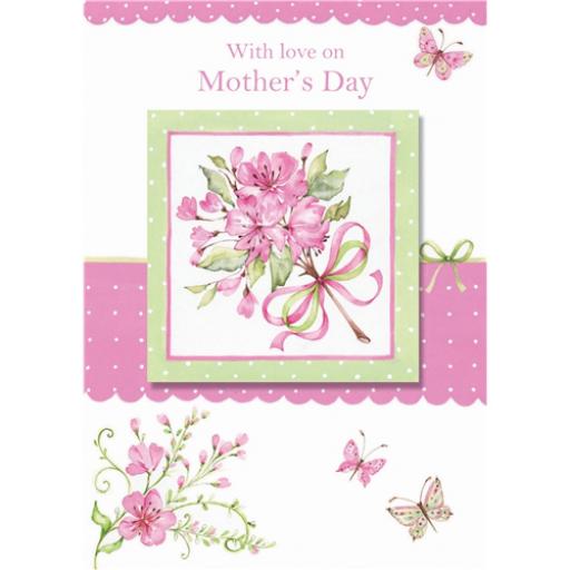 Mother's Day Card - Illustrated Pink Flowers