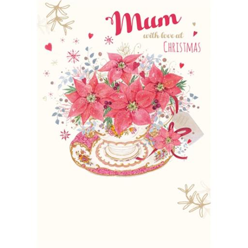Christmas Card (Single) - Mum 'Teacup Of Poinsettia'