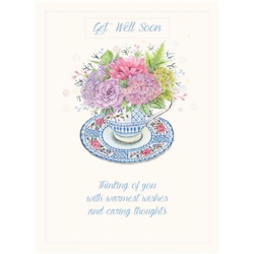 Get Well Soon Card - Tea Cup Bouquet