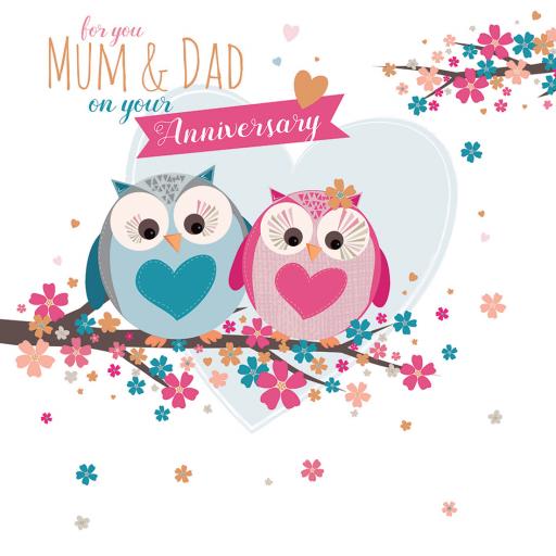 Anniversary Card - Owls (Mum & Dad)