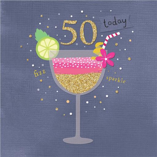 Age To Celebrate Card - 50 Cocktail Glass