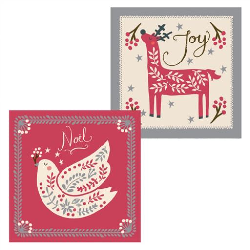 RSPB Luxury Christmas Card Pack - Dove & Stag Christmas Woodcut