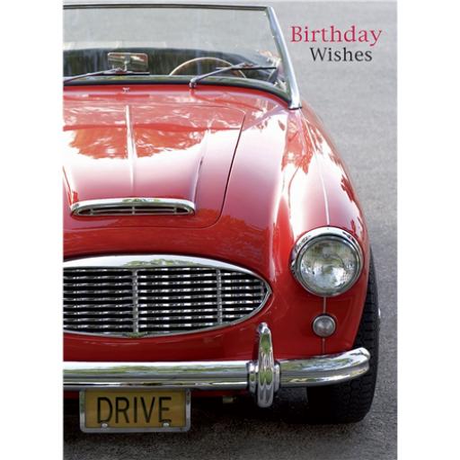 First Class Male Card - Vintage Red Car