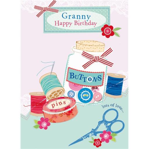 Family Circle Card - Pins & Buttons (Granny)