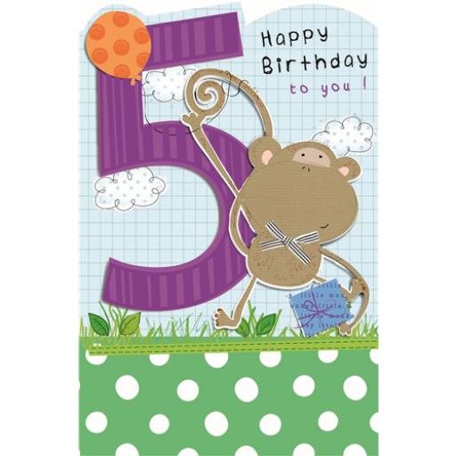 Cut 'N' Paste Card - Age 5 Monkey