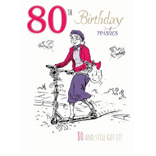 Young At Heart Card - 80 Female - Scooter Fun