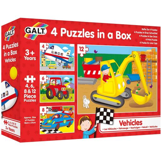 4 Puzzles In A Box - Vehicles