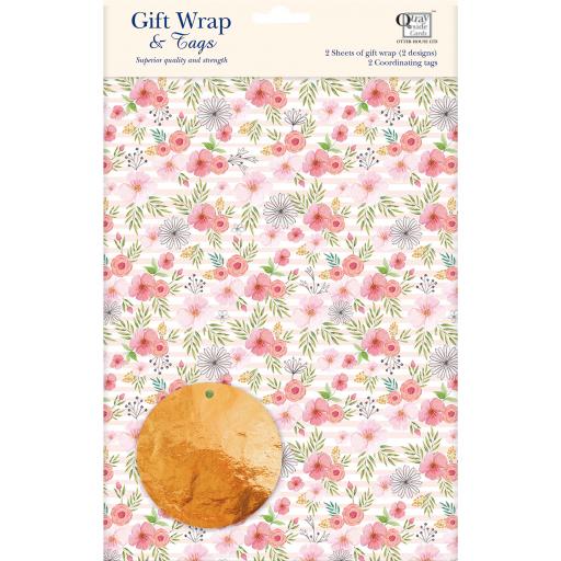Gift Wrap & Tags - Pink Florals