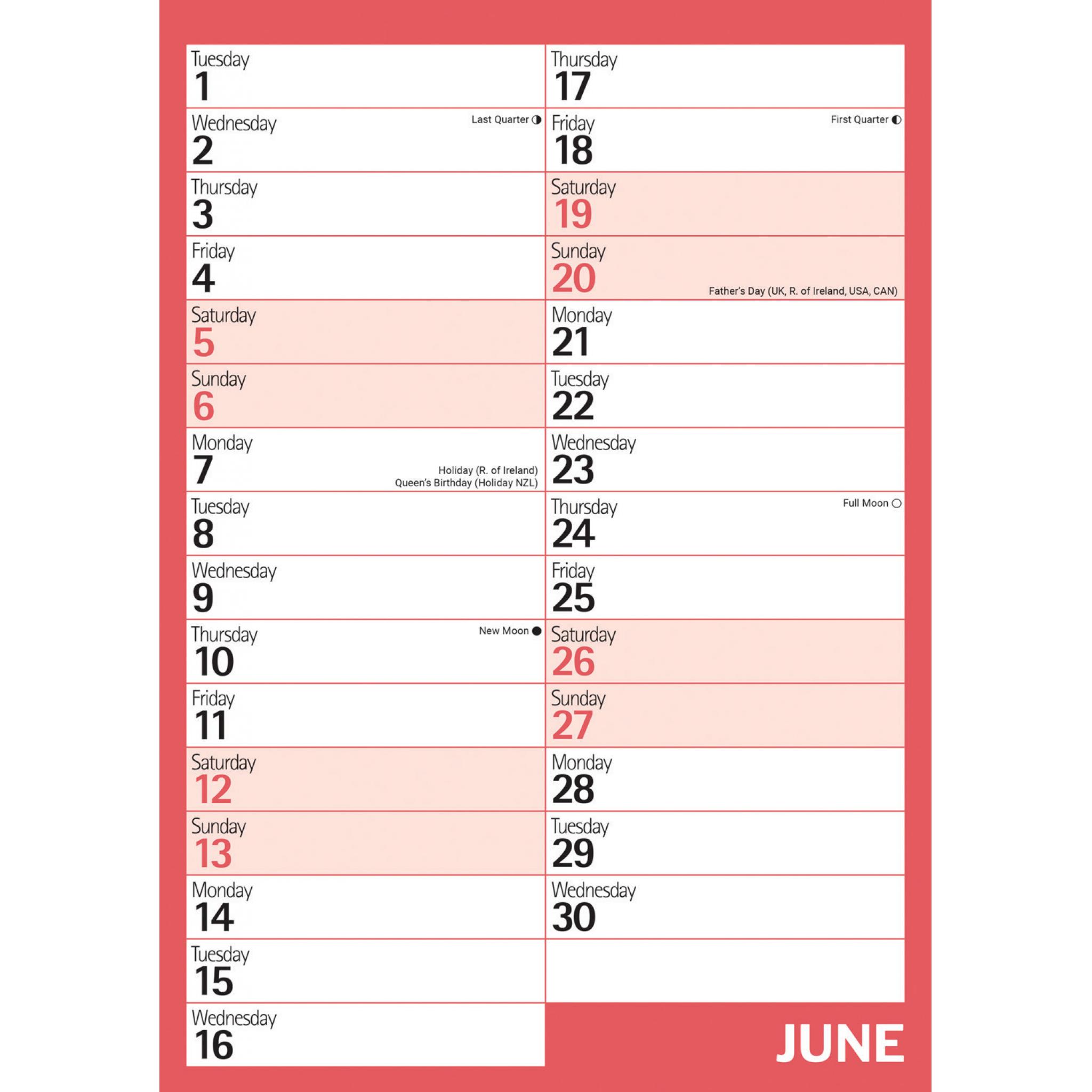 Red & Black Monthly Engagement A4 2021 Calendar | Animal Gift Club