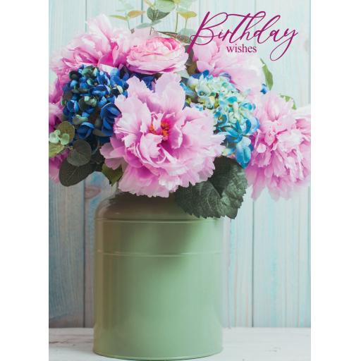 Floral Birthday Card - Peony Vase