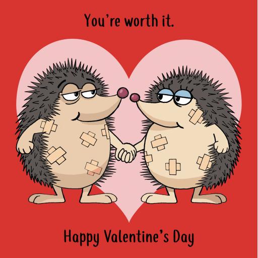 Valentines Day Card - Hedgehogs