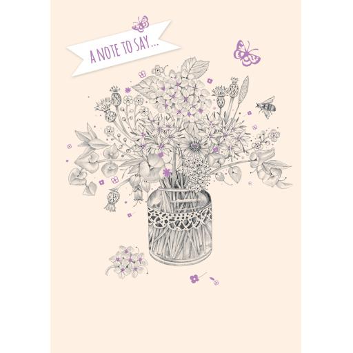 Mini Notecard Pack (5 Cards) - Floral Vase