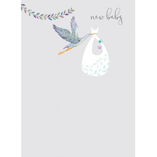 New Baby Card - Stork &amp; Bundle (Boy)