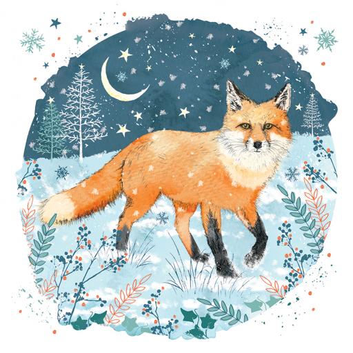RSPB Small Square Christmas Card Pack - Fox & Forest