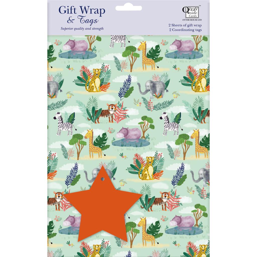 Gift Wrap & Tags - Safari Animals