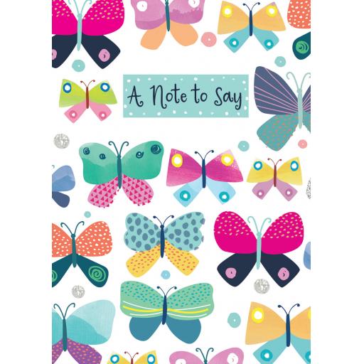 Mini Notecard Pack (6 Cards) - Colourful Butterflies