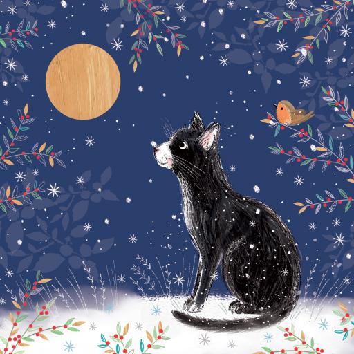 Charity Christmas Card Pack - Cat Moon Gazing