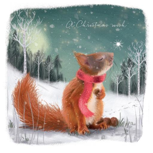 Charity Christmas Card Pack - Squirrel Wishing
