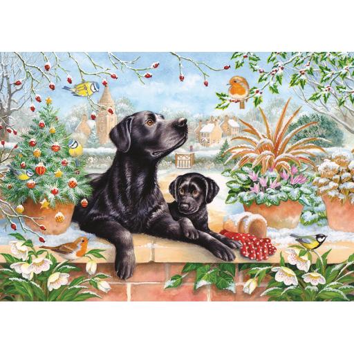 1000 Piece Jigsaw Puzzle - Christmas Lab & Pup
