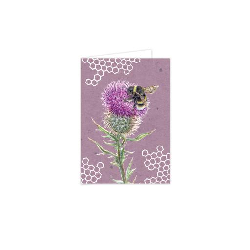 RSPB - In The Wild Stationery - Small Notecards (6 Card Pack) - Thistle &amp; Bee