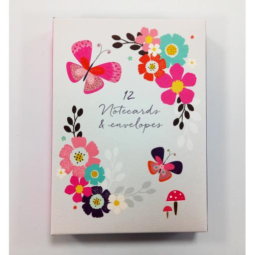 Butterflies Stationery - (A6) Notecard Pack - Flowers