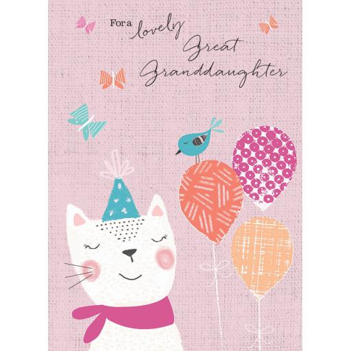 Family Circle Card - Kitten & Balloons (Great Granddaughter)