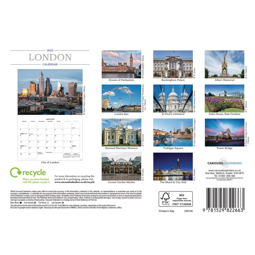 London A5 Calendar 2023