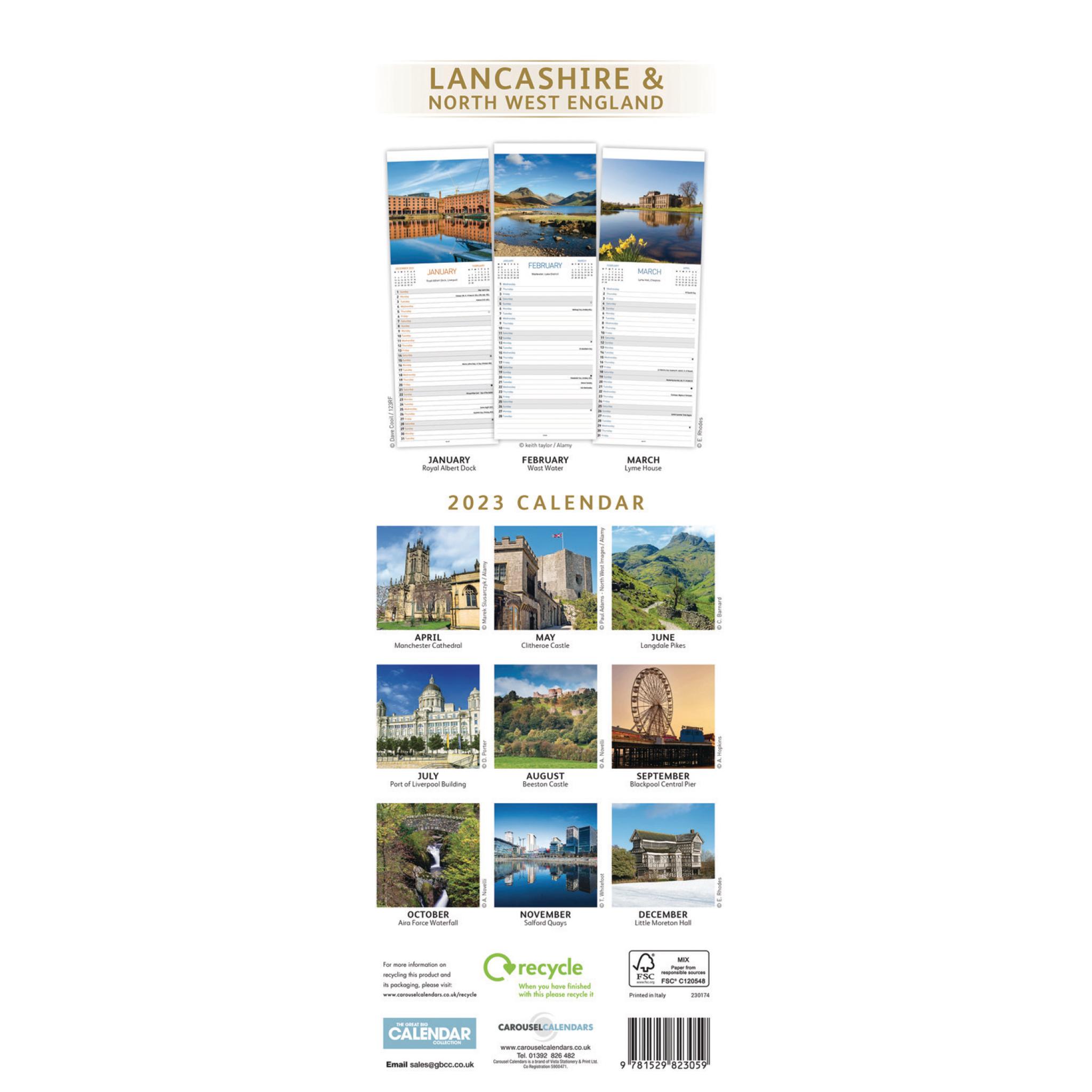 Lancashire & The North West Slim Calendar 2023
