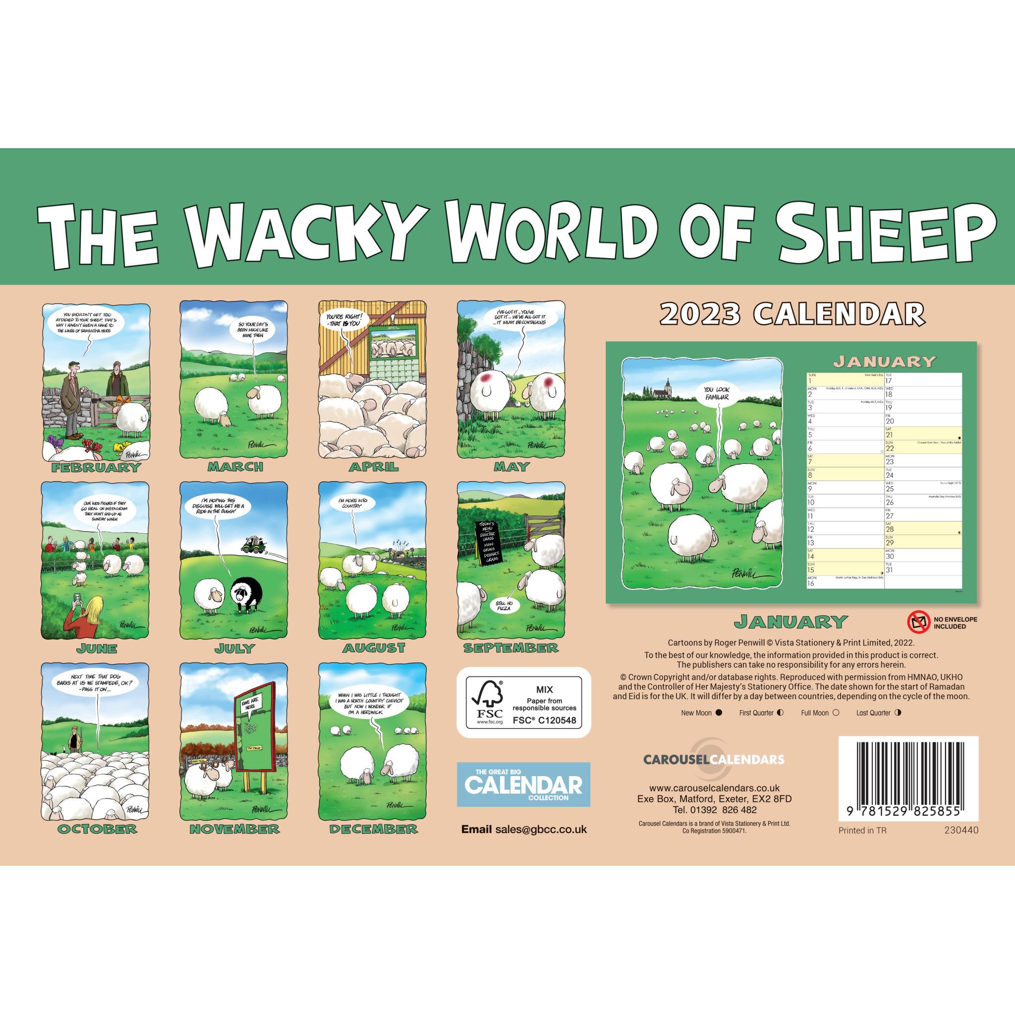 Wacky World of Sheep A4 Calendar 2023