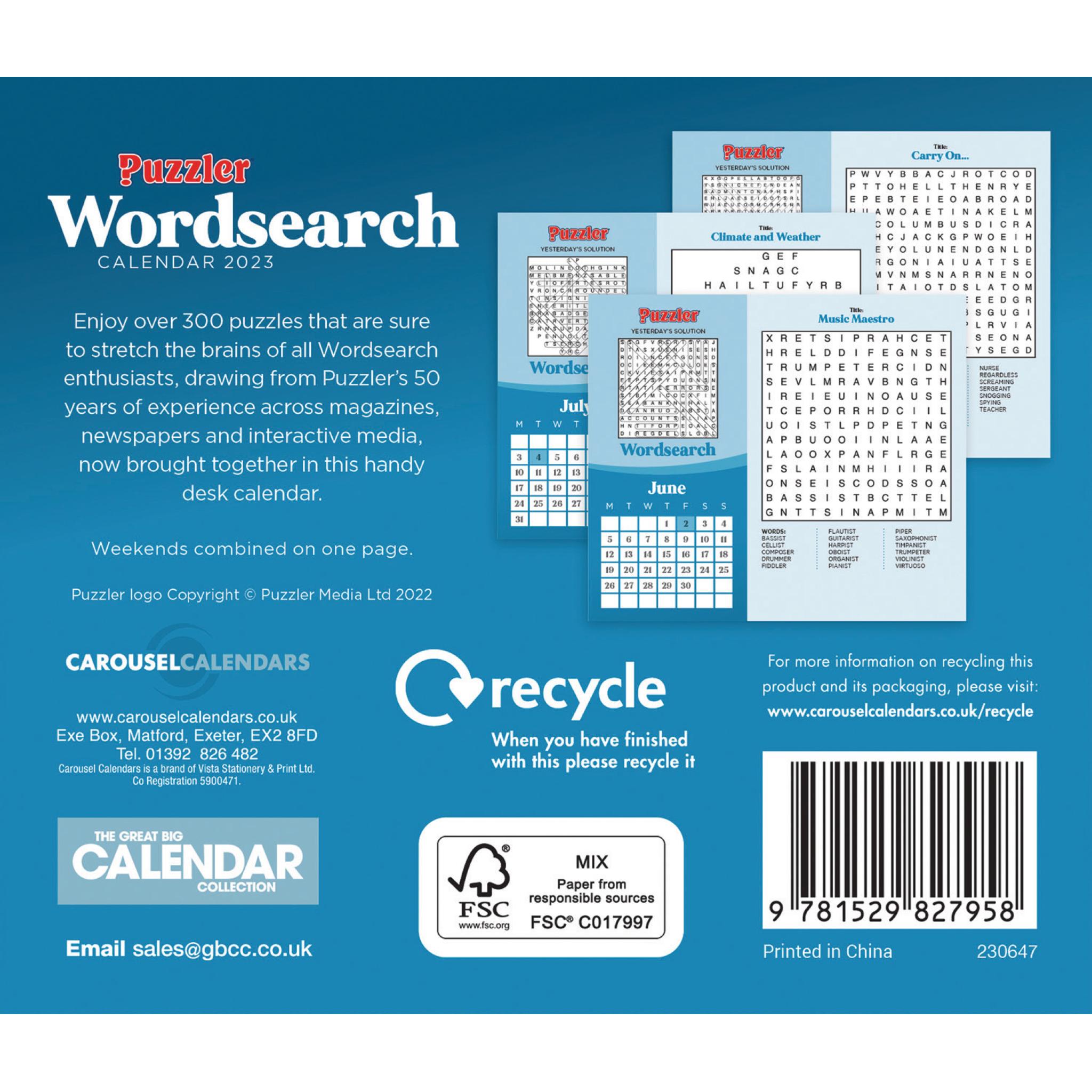 Puzzler Word Search Boxed Calendar 2023