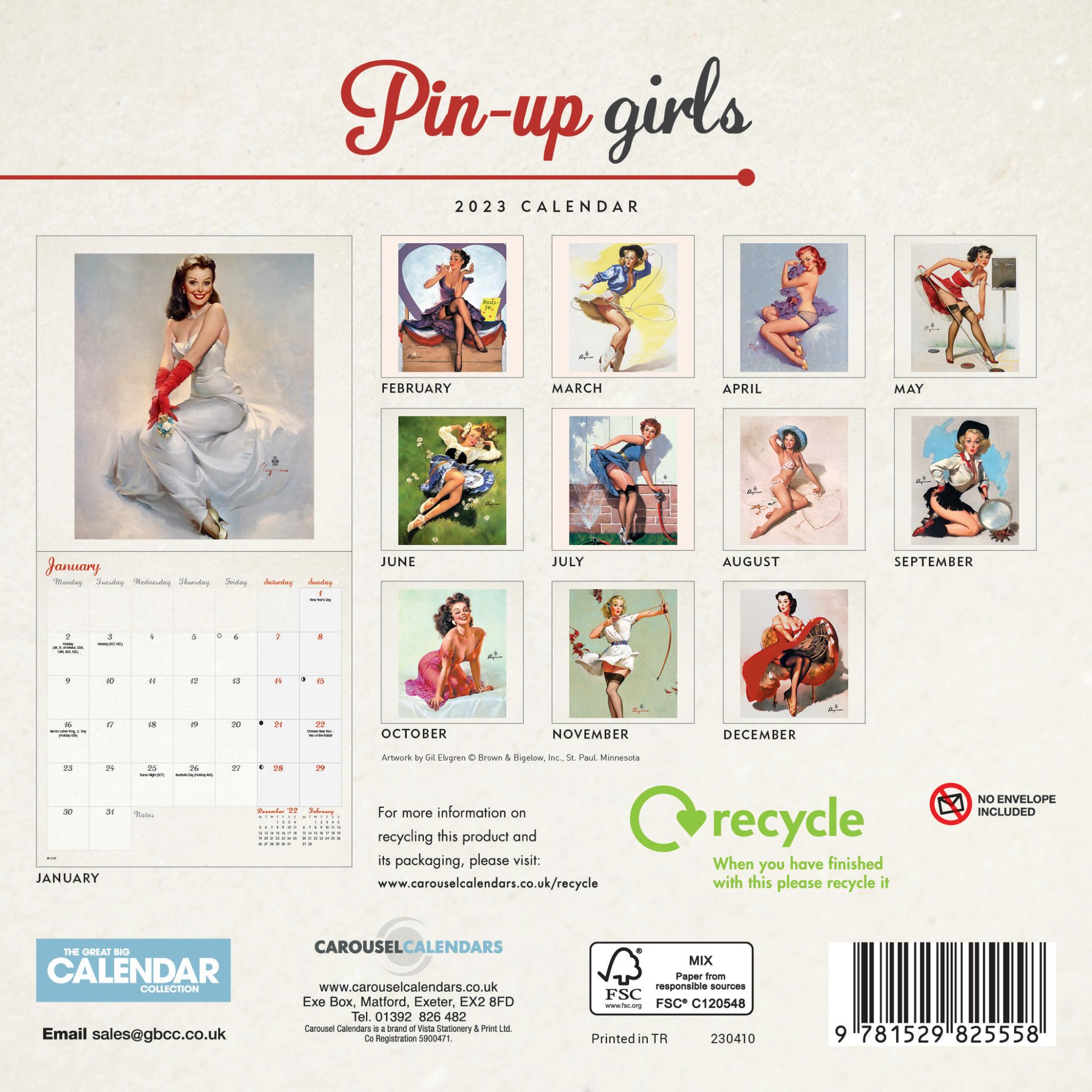 Pin Up Girls Mini Wall Calendar 2023