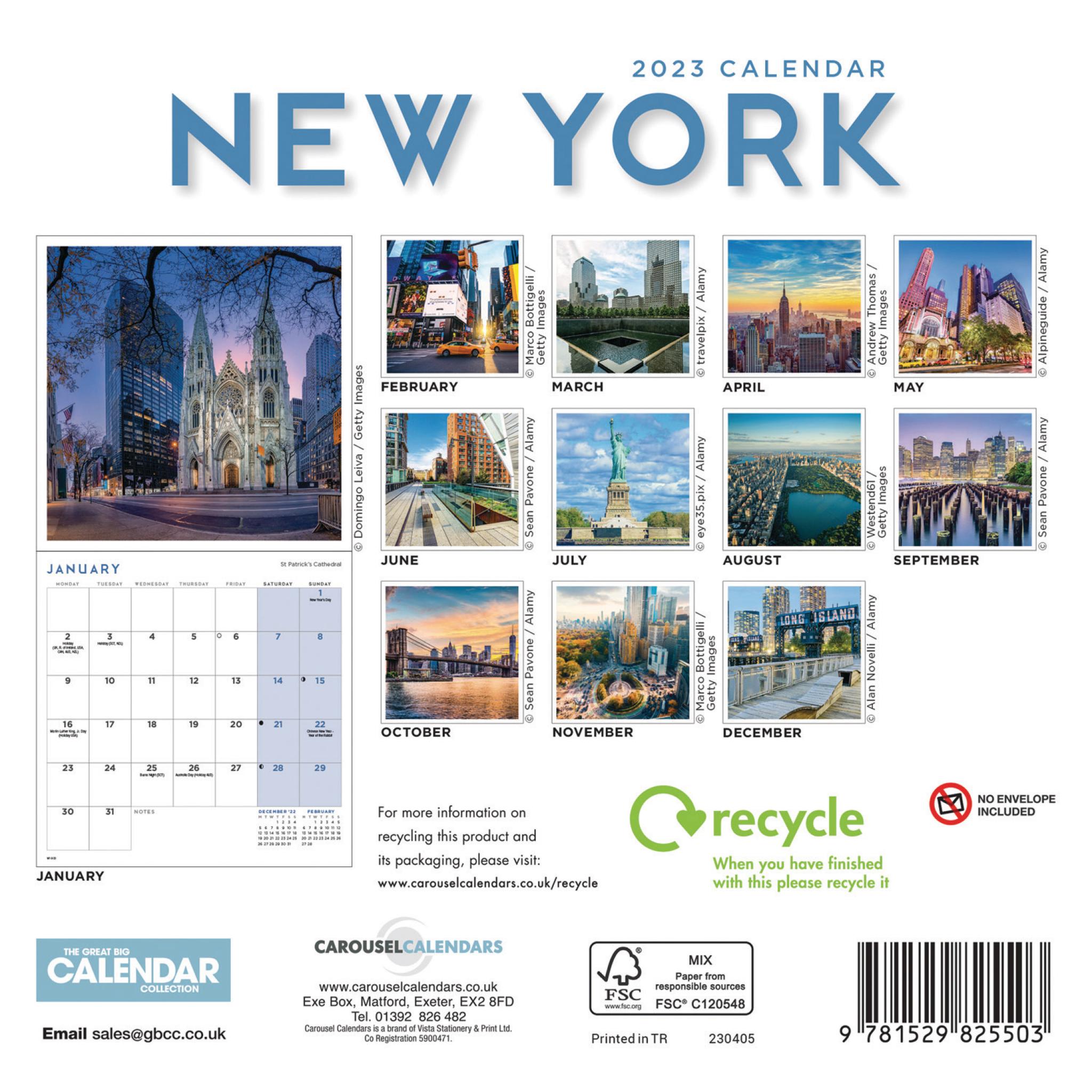 New York Mini Wall Calendar 2023