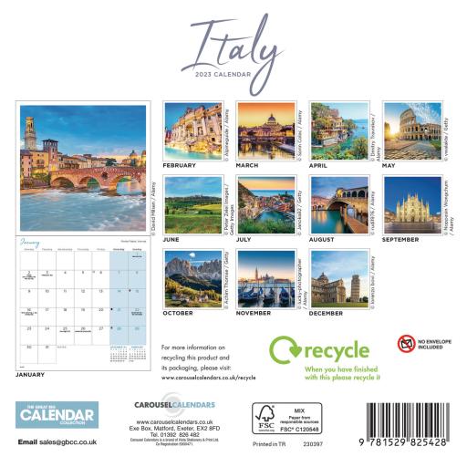 Italy Mini Wall Calendar 2023