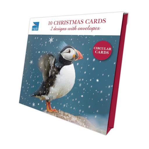 RSPB Luxury Xmas Cards (10) - Puffin & Snowflakes
