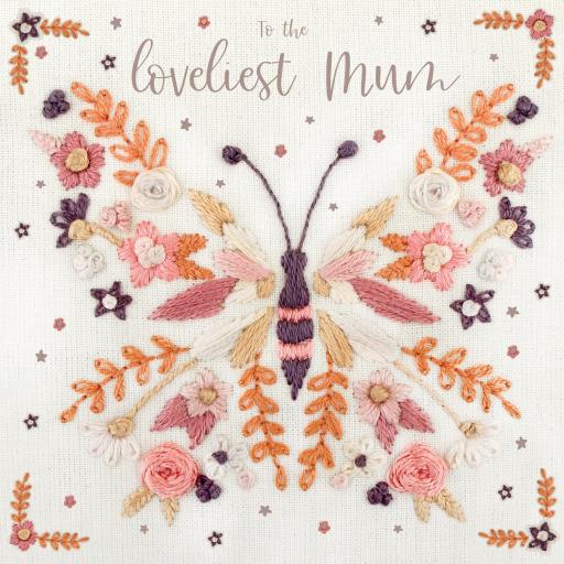 Mother's Day Card - Embroidered Butterfly
